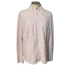 Croft & Barrow Blush Pink Quilted Ribbed Knit Zip Up Sweater Jacket Size 1X